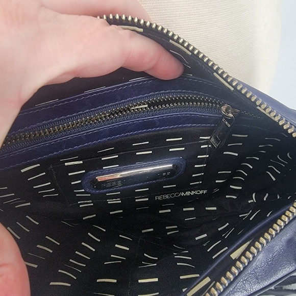 Rebecca Minkoff MAC Daddy Crossbody Bag Navy Blue Ink Silver Vintage Made in USA - Picture 10 of 11